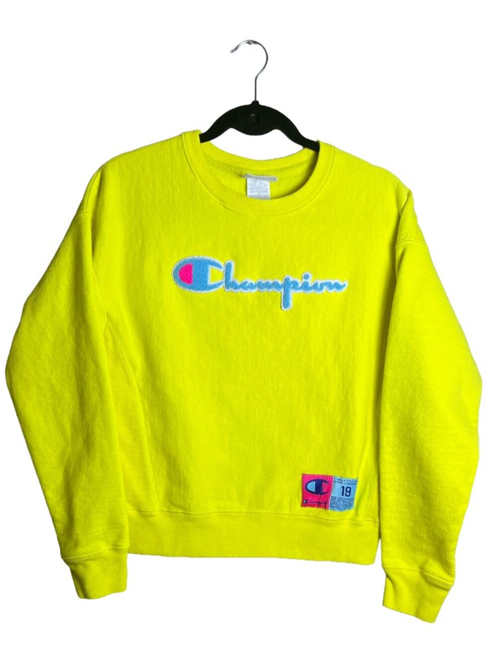 Champion Reverse Weave Sweatshirt Neon‎ Yellow Chenille Medium